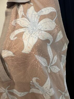 CB casual Beige Floral Tank Top with White Lily Print
